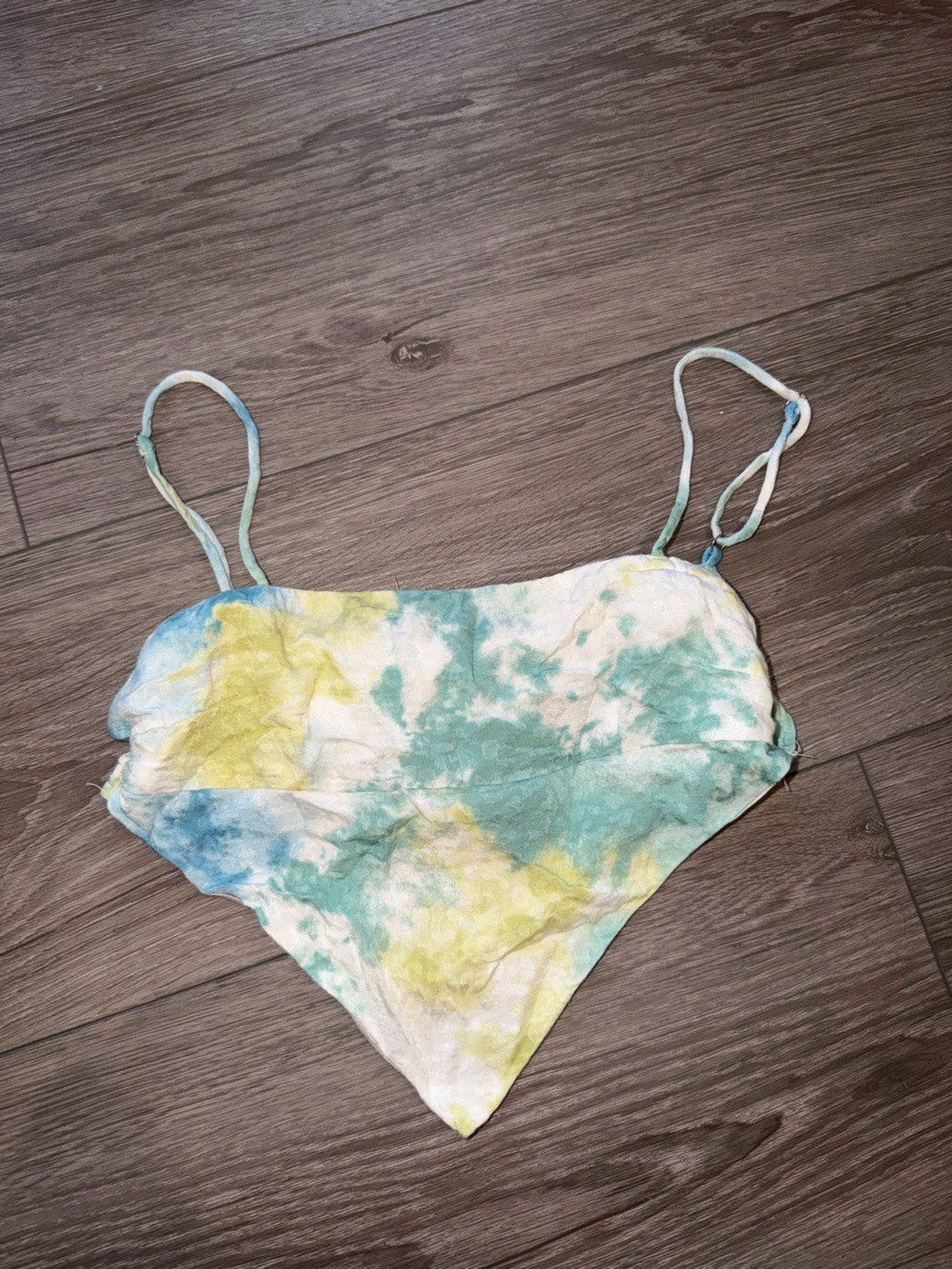 Tie-Dye Crop Top in Green, Yellow & Blue